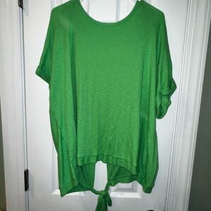 Bright green open back tied shirt - a brand new day